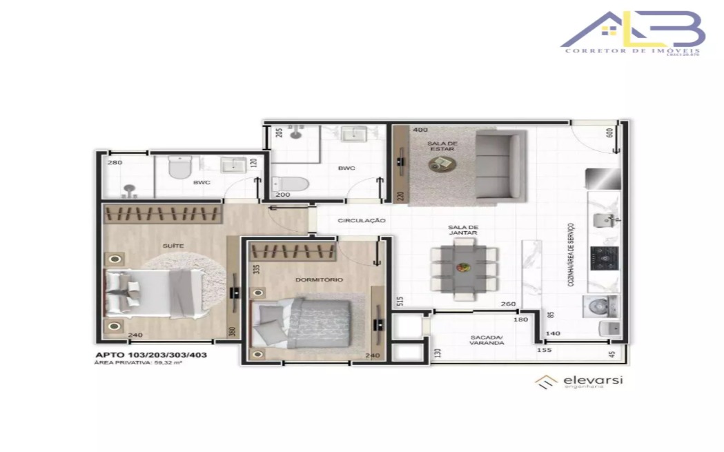 Apartamento com 2 dormitórios à venda, 59 m² por R$ 349.000 - Centro - Pinhais/PR